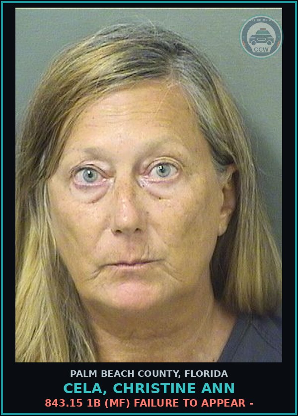 Booking mugshot of CELA, CHRISTINE ANN in Palm Beach County