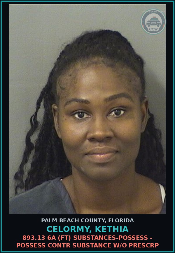 Booking mugshot of CELORMY, KETHIA in Palm Beach County