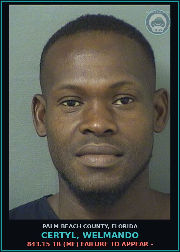 Booking mugshot of CERTYL, WELMANDO in Palm Beach County