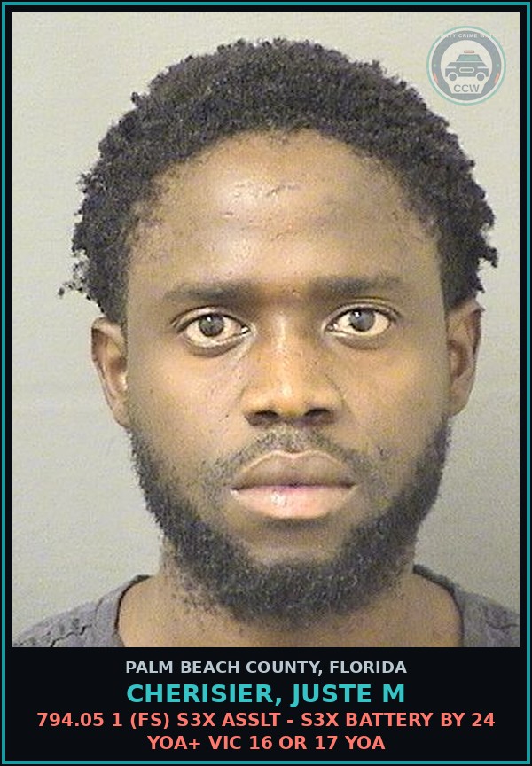 Booking mugshot of CHERISIER, JUSTE M in Palm Beach County