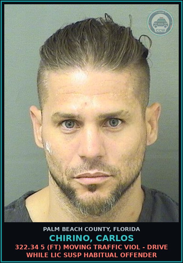 Booking mugshot of CHIRINO, CARLOS in Palm Beach County