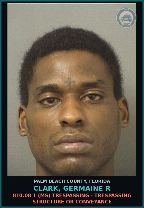 Booking mugshot of CLARK, GERMAINE R in Palm Beach County