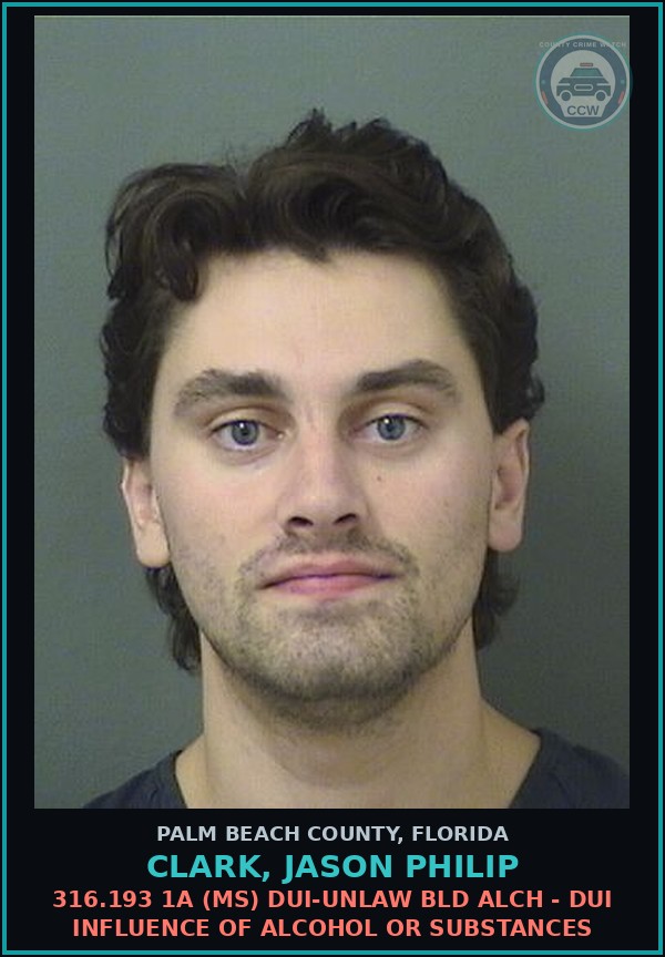 Booking mugshot of CLARK, JASON PHILIP in Palm Beach County