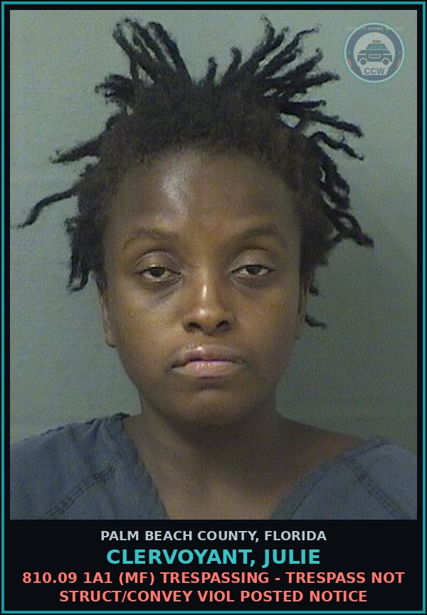 Booking mugshot of CLERVOYANT, JULIE in Palm Beach County