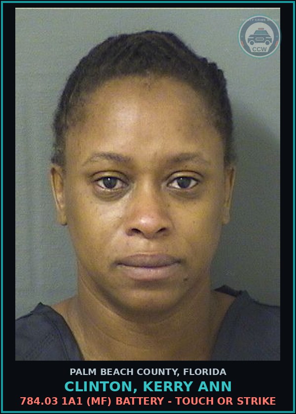 Booking mugshot of CLINTON, KERRY ANN in Palm Beach County