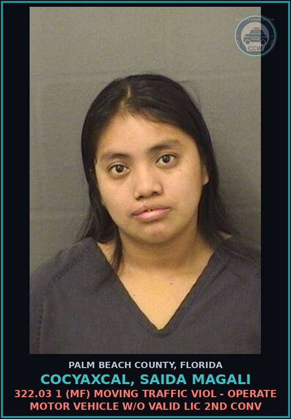 Booking mugshot of COCYAXCAL, SAIDA MAGALI in Palm Beach County