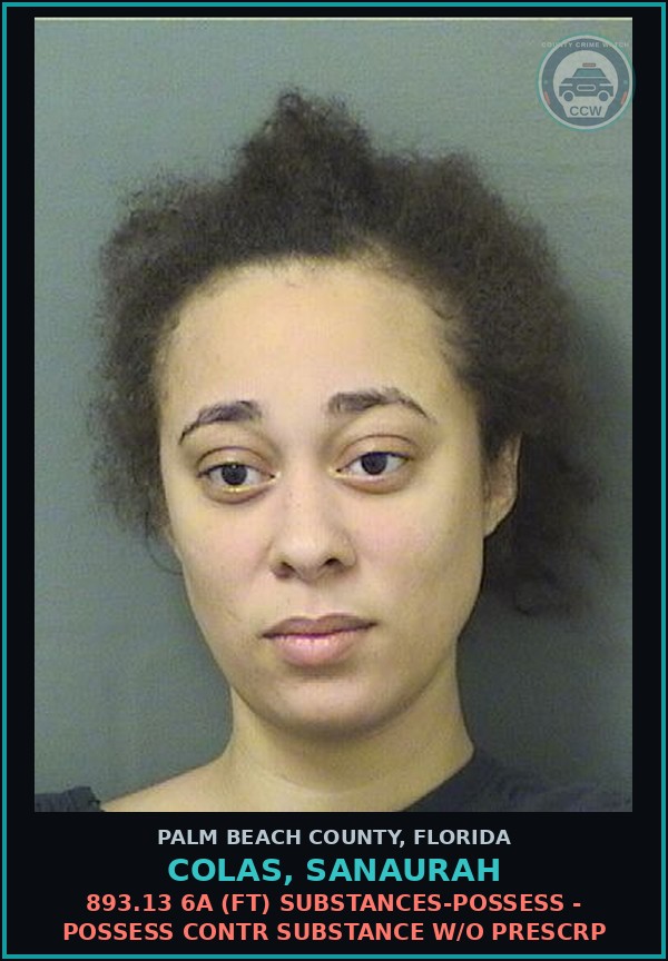 Booking mugshot of COLAS, SANAURAH in Palm Beach County