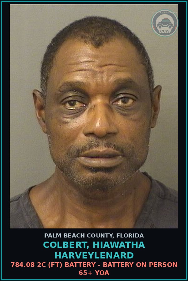 Booking mugshot of COLBERT, HIAWATHA HARVEYLENARD in Palm Beach County