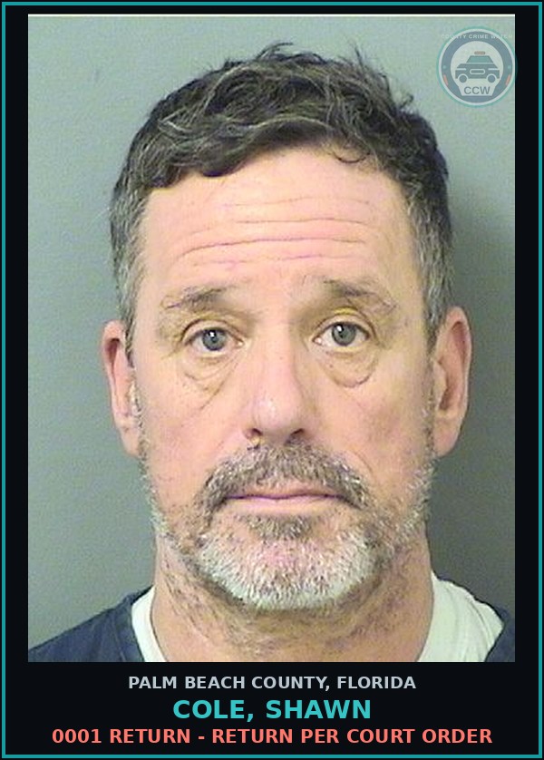 Booking mugshot of COLE, SHAWN in Palm Beach County
