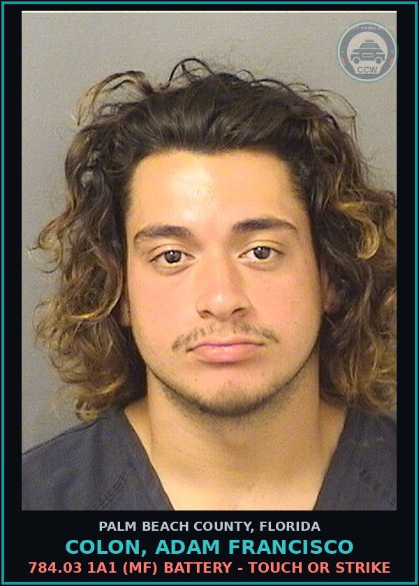 Booking mugshot of COLON, ADAM FRANCISCO in Palm Beach County