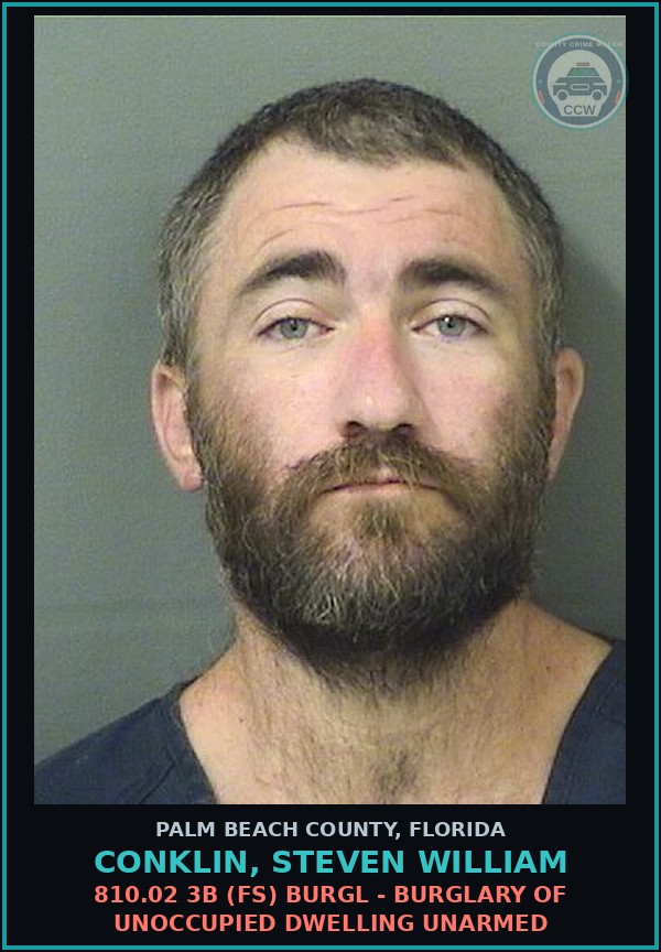 Booking mugshot of CONKLIN, STEVEN WILLIAM in Palm Beach County