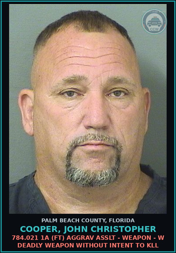Booking mugshot of COOPER, JOHN CHRISTOPHER in Palm Beach County