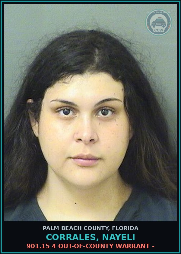 Booking mugshot of CORRALES, NAYELI in Palm Beach County