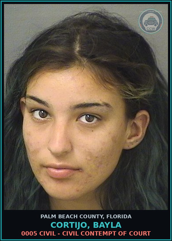 Booking mugshot of CORTIJO, BAYLA in Palm Beach County
