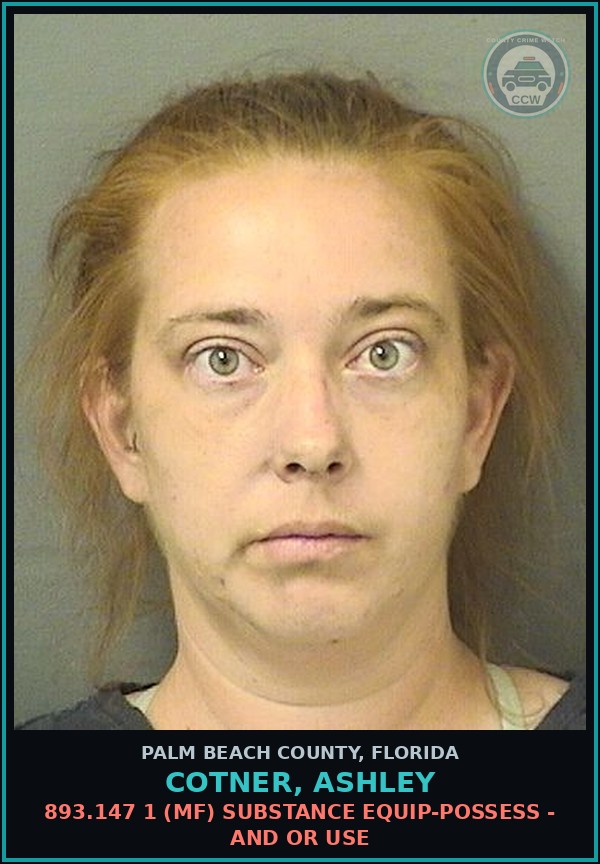 Booking mugshot of COTNER, ASHLEY in Palm Beach County