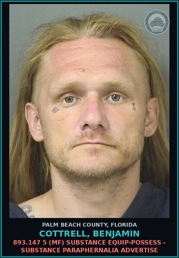 Booking mugshot of COTTRELL, BENJAMIN in Palm Beach County