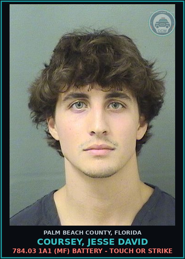 Booking mugshot of COURSEY, JESSE DAVID in Palm Beach County