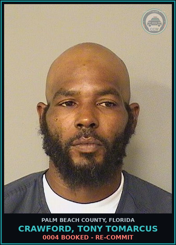 Booking mugshot of CRAWFORD, TONY TOMARCUS in Palm Beach County