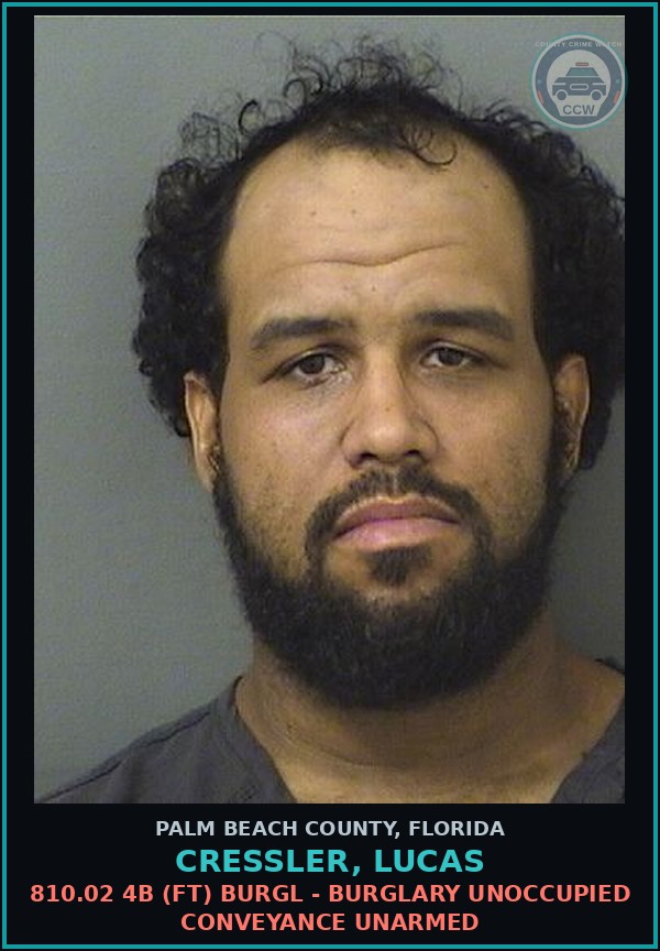 Booking mugshot of CRESSLER, LUCAS in Palm Beach County