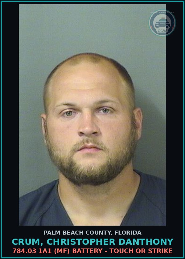 Booking mugshot of CRUM, CHRISTOPHER DANTHONY in Palm Beach County