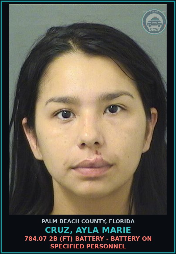 Booking mugshot of CRUZ, AYLA MARIE in Palm Beach County