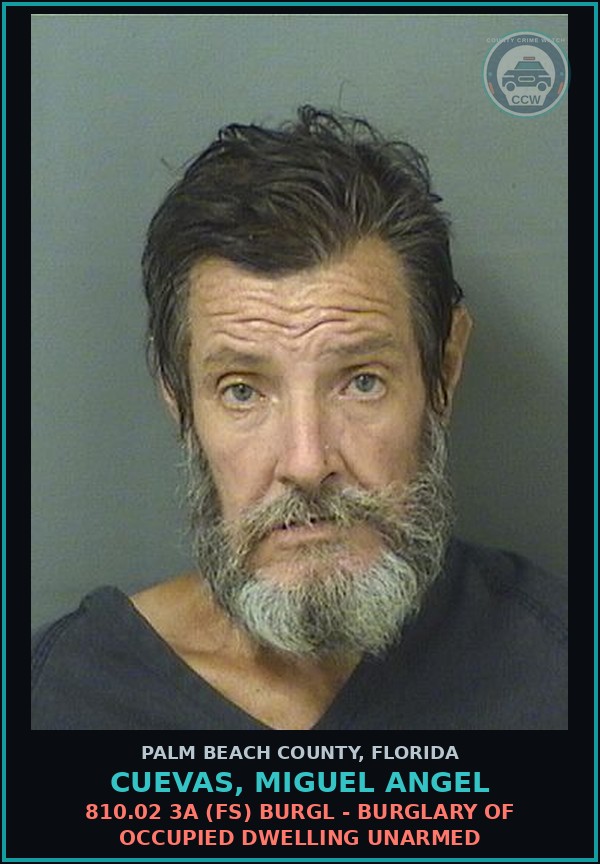 Booking mugshot of CUEVAS, MIGUEL ANGEL in Palm Beach County