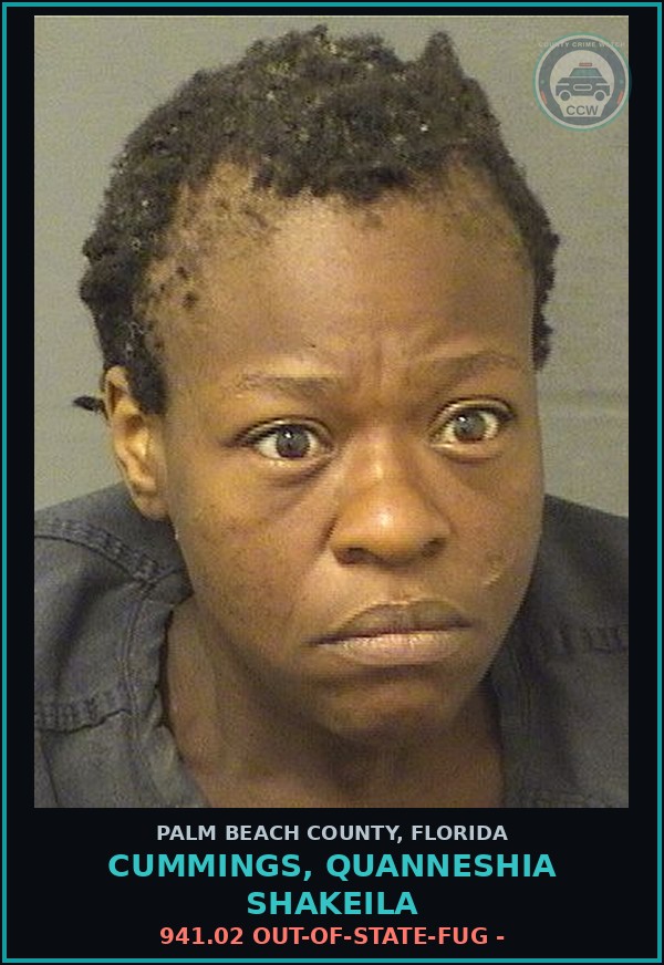 Booking mugshot of CUMMINGS, QUANNESHIA SHAKEILA in Palm Beach County
