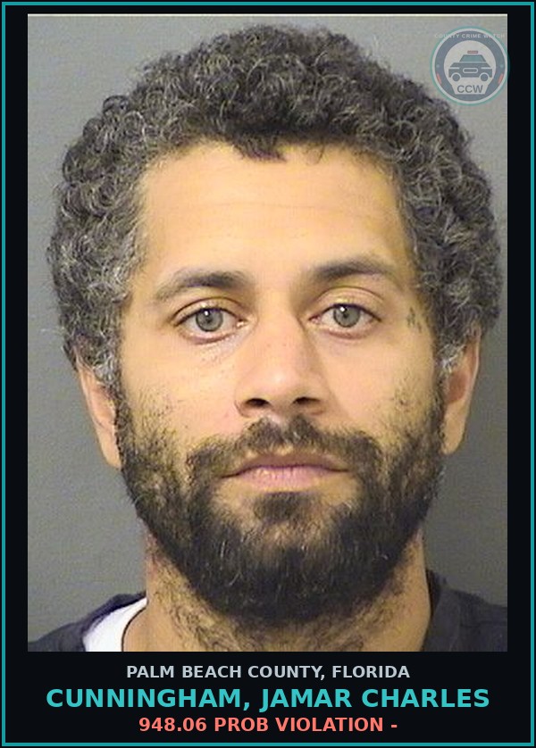 Booking mugshot of CUNNINGHAM, JAMAR CHARLES in Palm Beach County