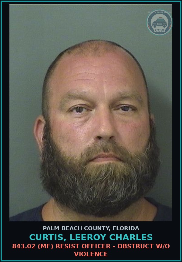 Booking mugshot of CURTIS, LEEROY CHARLES in Palm Beach County