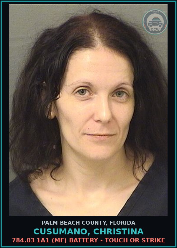 Booking mugshot of CUSUMANO, CHRISTINA in Palm Beach County