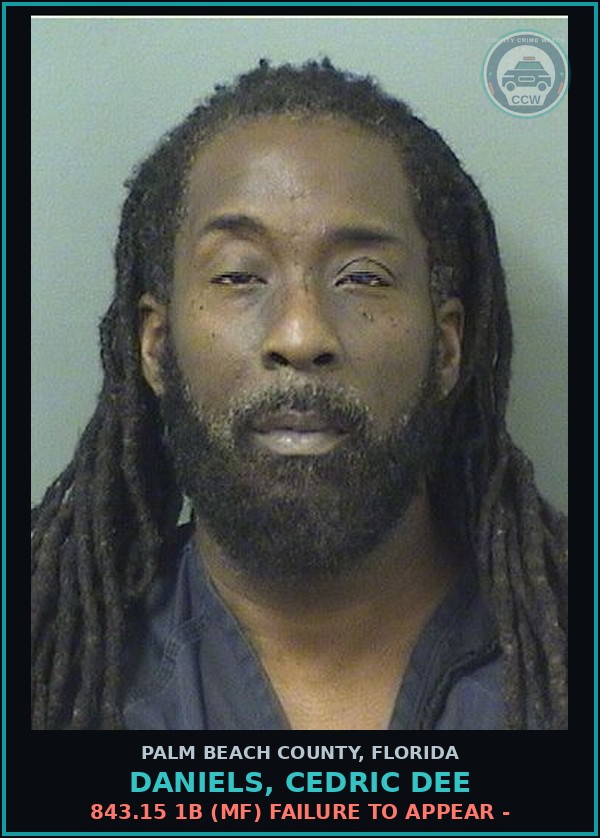 Booking mugshot of DANIELS, CEDRIC DEE in Palm Beach County