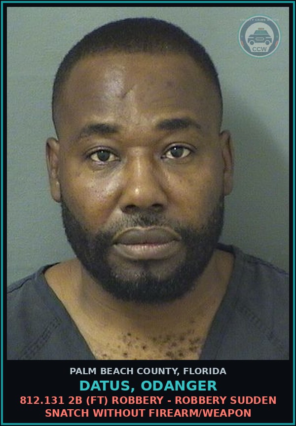 Booking mugshot of DATUS, ODANGER in Palm Beach County