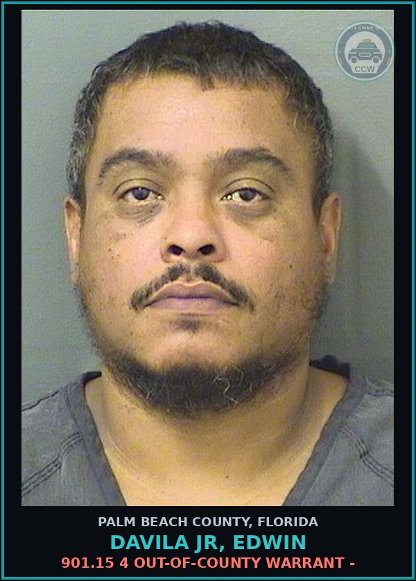 Booking mugshot of DAVILA JR, EDWIN in Palm Beach County