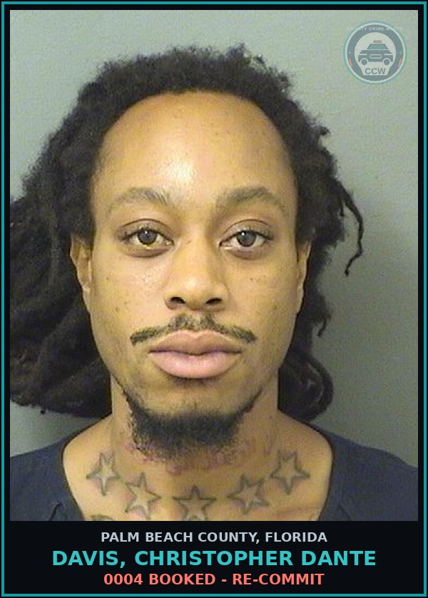 Booking mugshot of DAVIS, CHRISTOPHER DANTE in Palm Beach County