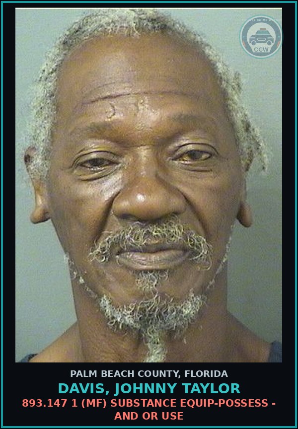 Booking mugshot of DAVIS, JOHNNY TAYLOR in Palm Beach County