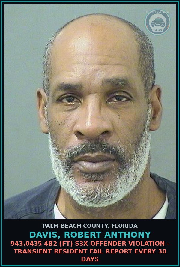 Booking mugshot of DAVIS, ROBERT ANTHONY in Palm Beach County