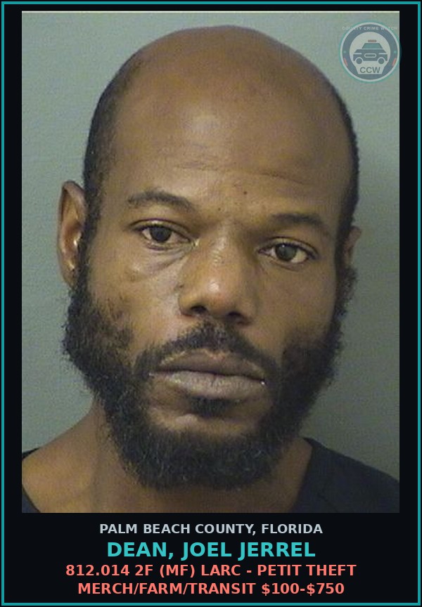 Booking mugshot of DEAN, JOEL JERREL in Palm Beach County