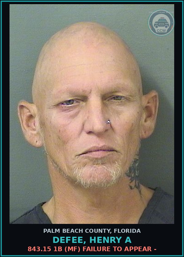 Booking mugshot of DEFEE, HENRY A in Palm Beach County