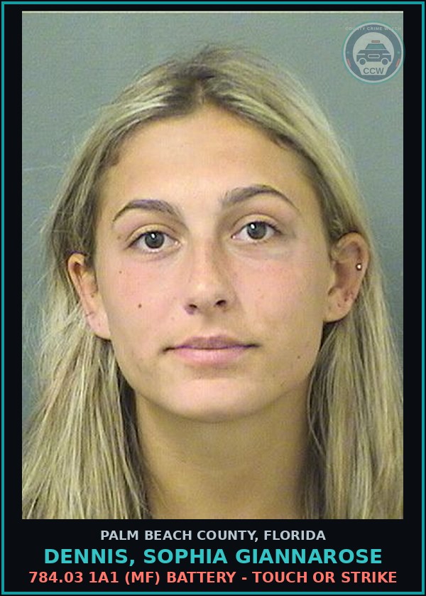 Booking mugshot of DENNIS, SOPHIA GIANNAROSE in Palm Beach County