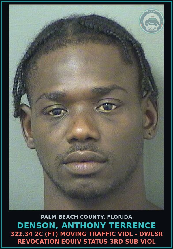 Booking mugshot of DENSON, ANTHONY TERRENCE in Palm Beach County