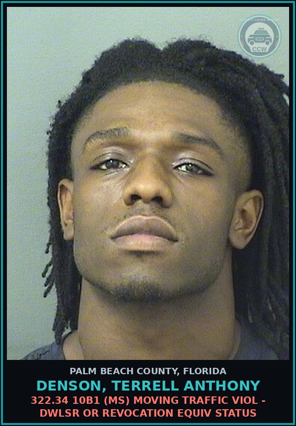 Booking mugshot of DENSON, TERRELL ANTHONY in Palm Beach County
