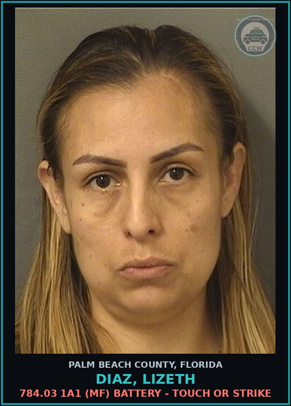 Booking mugshot of DIAZ, LIZETH in Palm Beach County