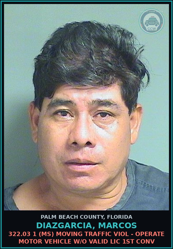 Booking mugshot of DIAZGARCIA, MARCOS in Palm Beach County