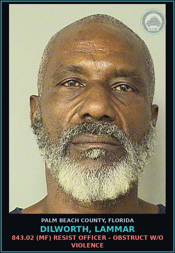 Booking mugshot of DILWORTH, LAMMAR in Palm Beach County