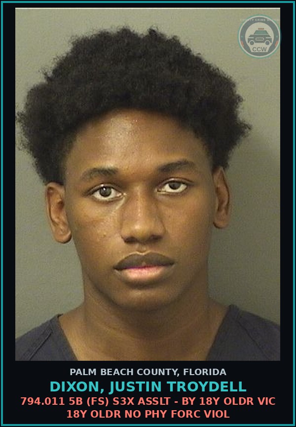 Booking mugshot of DIXON, JUSTIN TROYDELL in Palm Beach County