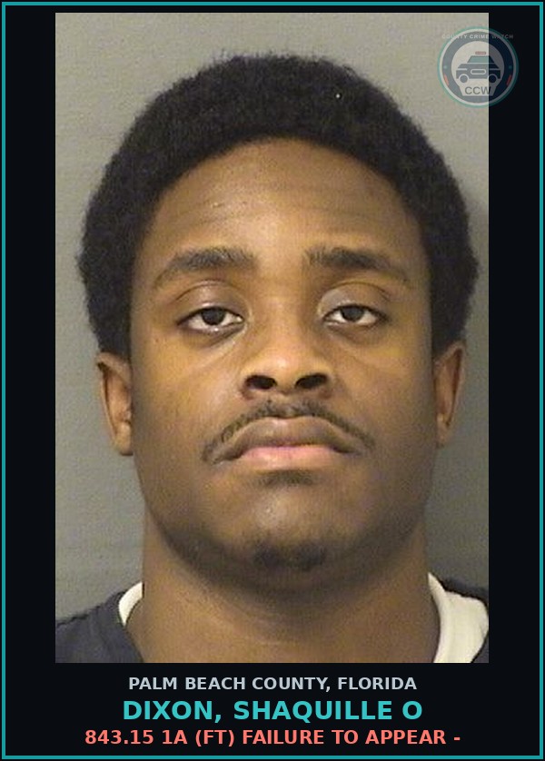 Booking mugshot of DIXON, SHAQUILLE O in Palm Beach County