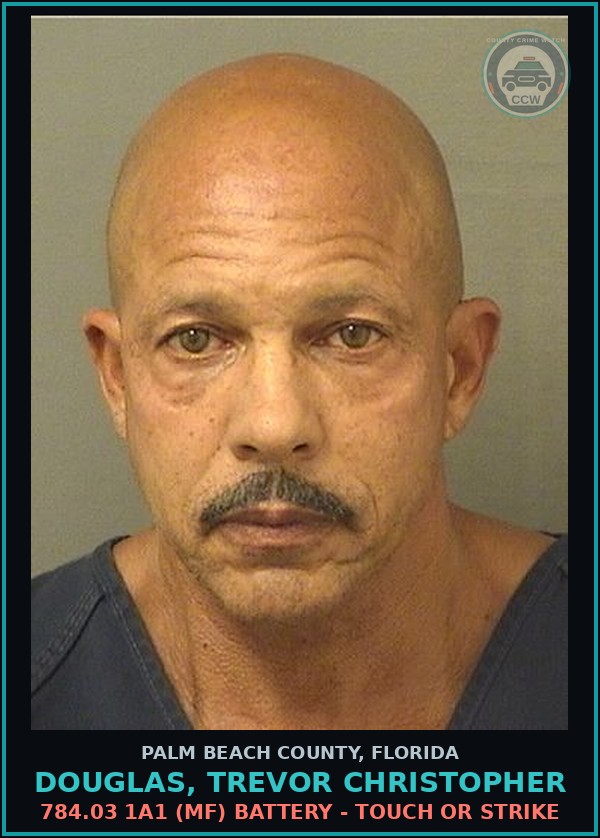 Booking mugshot of DOUGLAS, TREVOR CHRISTOPHER in Palm Beach County