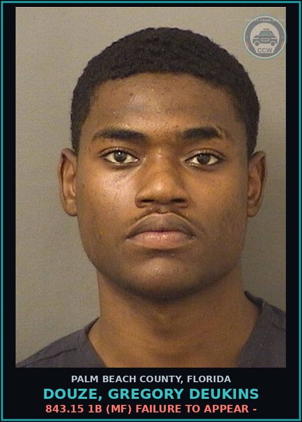 Booking mugshot of DOUZE, GREGORY DEUKINS in Palm Beach County