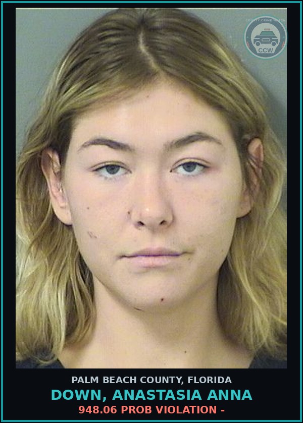Booking mugshot of DOWN, ANASTASIA ANNA in Palm Beach County