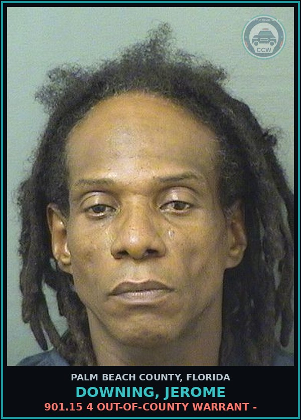 Booking mugshot of DOWNING, JEROME in Palm Beach County
